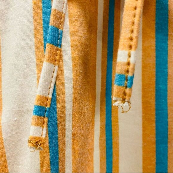 CRAZY TRAIN M Orange Teal Striped Hoodie Casual Western Boho Southwestern 70s - Picture 16 of 16